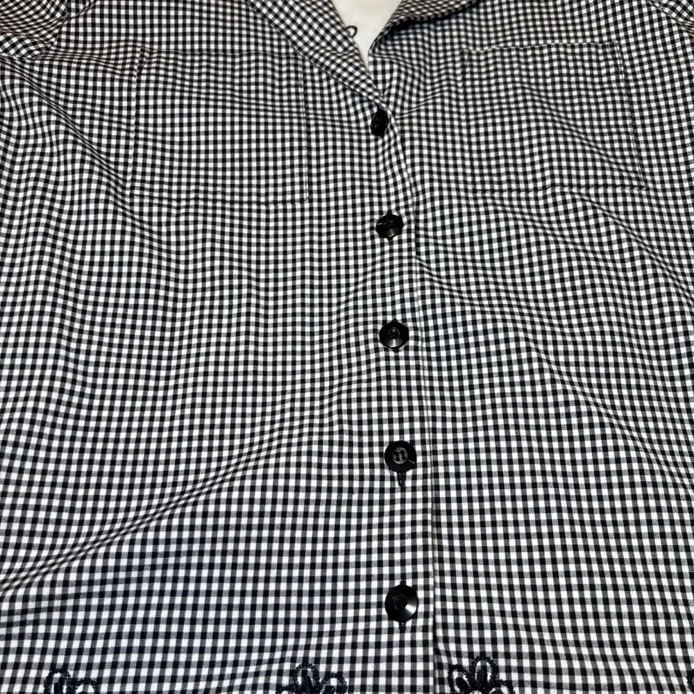 Alfred Dunner Womens Size 12 Floral Embroidered Shirt Under Shirt Gingham Button - Picture 15 of 15